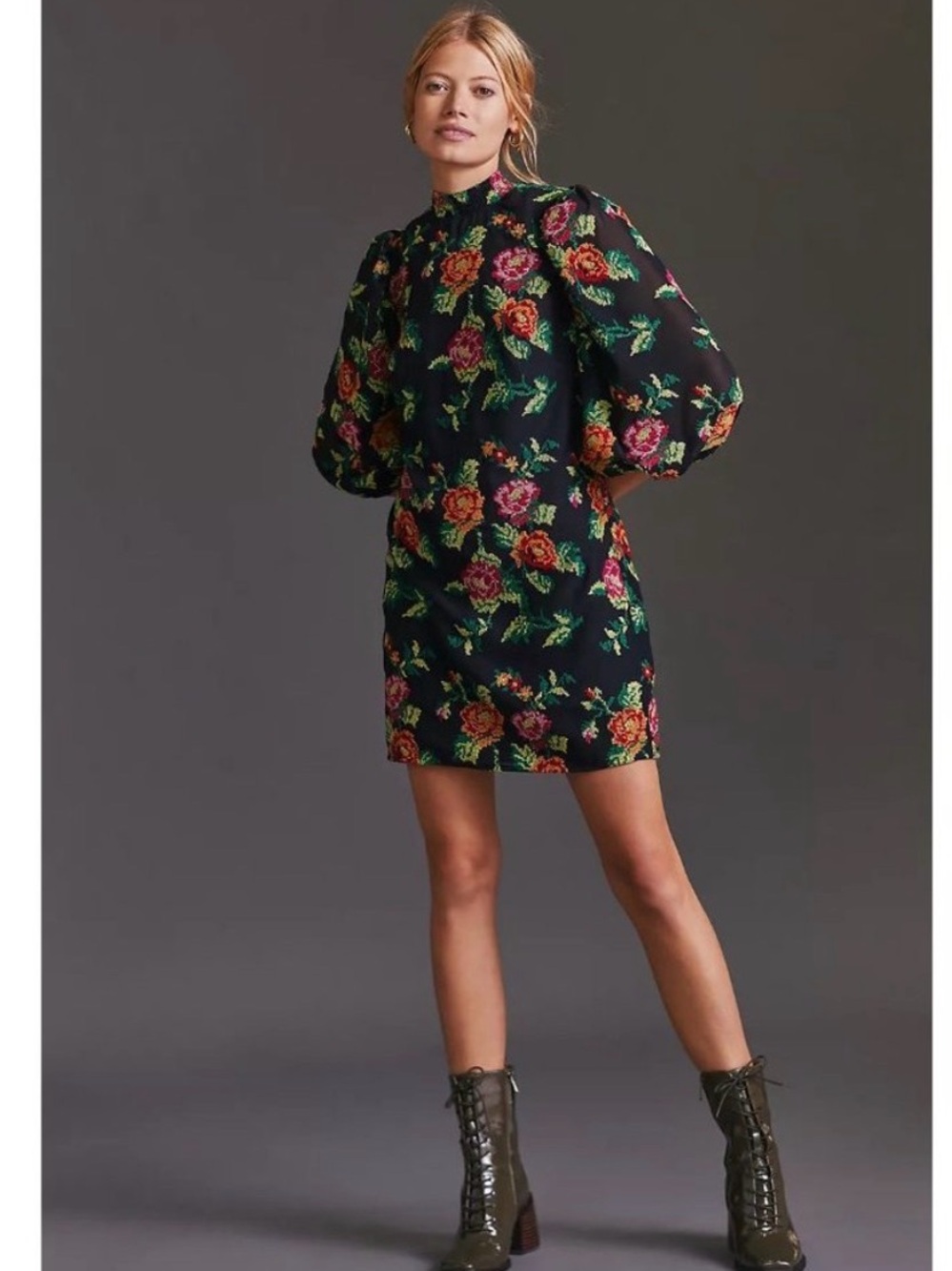 Anthropologie Eva Franco floral embroidered shift mini dress